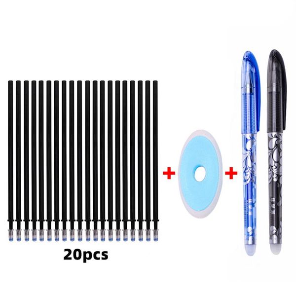 

ballpoint pens 23pcs / set 0.5mm blue black ink gel pen refill erasable rod washable school writing stationery, Blue;orange