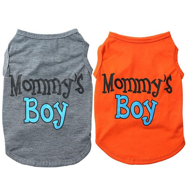 

selling summer dog vest shirt clothes pet cat puppy vests polyester mommy's boy printing clothing for dogs costumes apparel