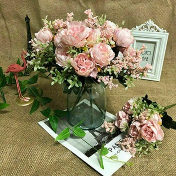 

decorative flowers & wreaths artificial peony bouquet silk fake wedding party home decoration 5-head