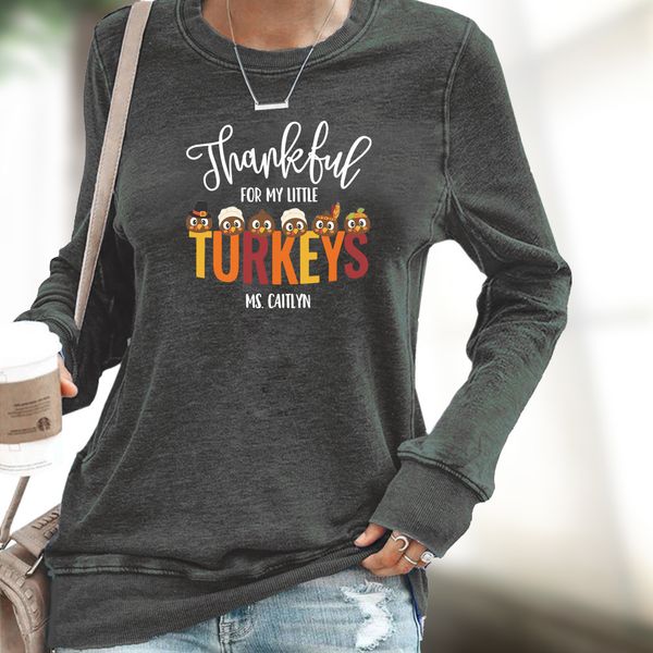 

2021 autumn winter women's cute letter printed casual round neck sweater, Black