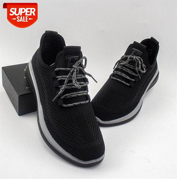 

men's flying knit casual shoes round toe daily black front lace low-sports #d67t