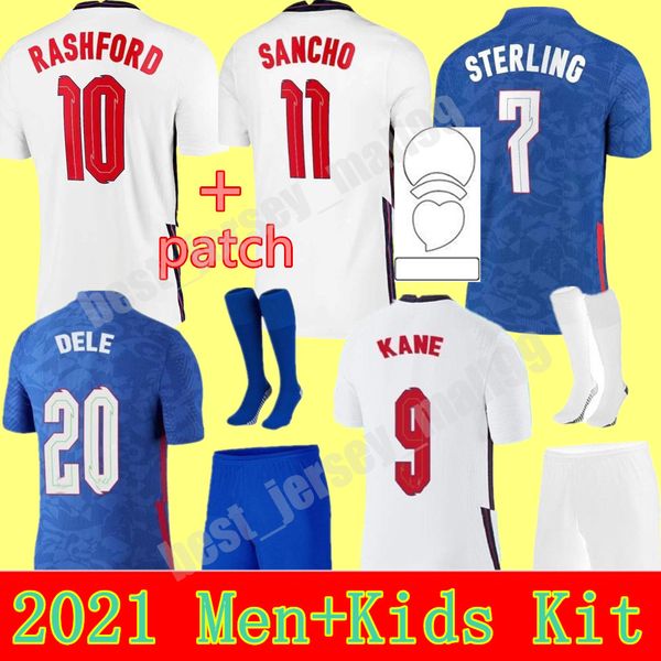 

2021 national team soccer jersey youth child kane sterling england rashford sancho henderson barkley 21 22 football shirts men+kids kit sets, Black