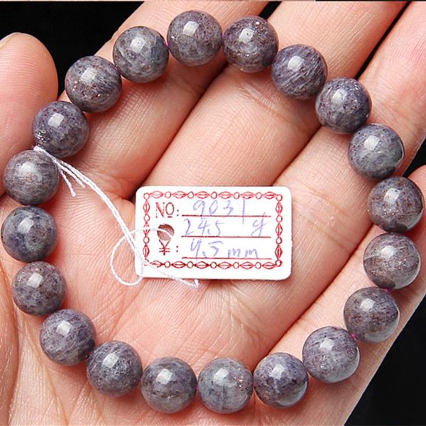 

beaded, strands mh natural strawberry cordierite bracelet blue crystal single ring hand string female jewelry tanzan gift, Black