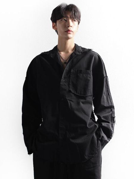 

men's casual shirts ins super fire long sleeve shirt hip hop harajuku bf student oversize loose jacket, White;black