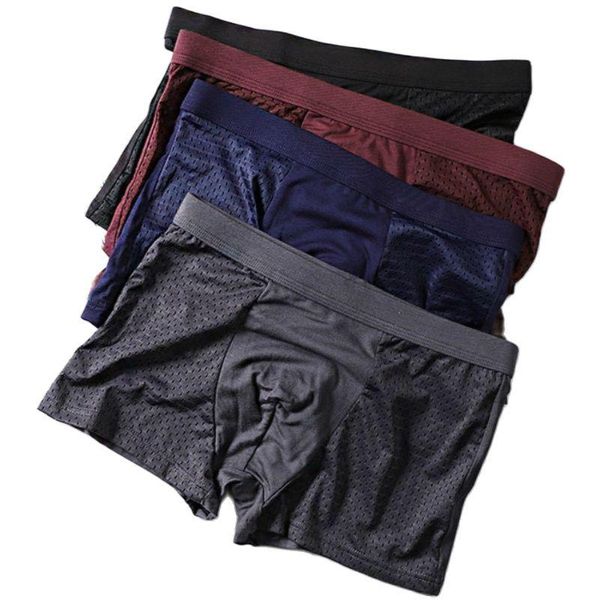 

underpants male panties modal men's underwear boxers breathable man ice silk u convex boxer solid comfortable mesh shorts, Black;white