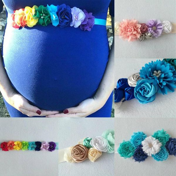 

maternity intimates 2021 flower sash for po shooting floral pography dress, White