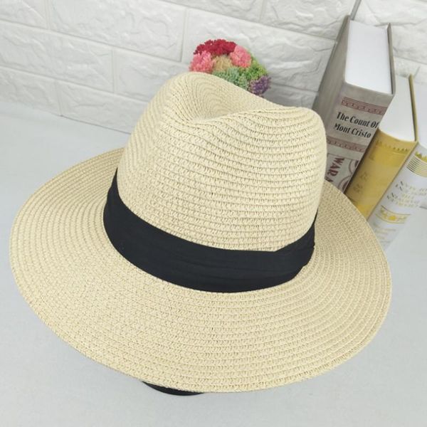 

wide brim hats korean fashion, all-match seaside outing, sun-shading and sunscreen straw hat for daily wear, Blue;gray