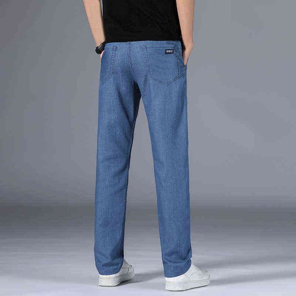 

men's jeans men's 2021 summer thin jeans men's loose straight tube trend modal friendly fabric korean pants men, Blue