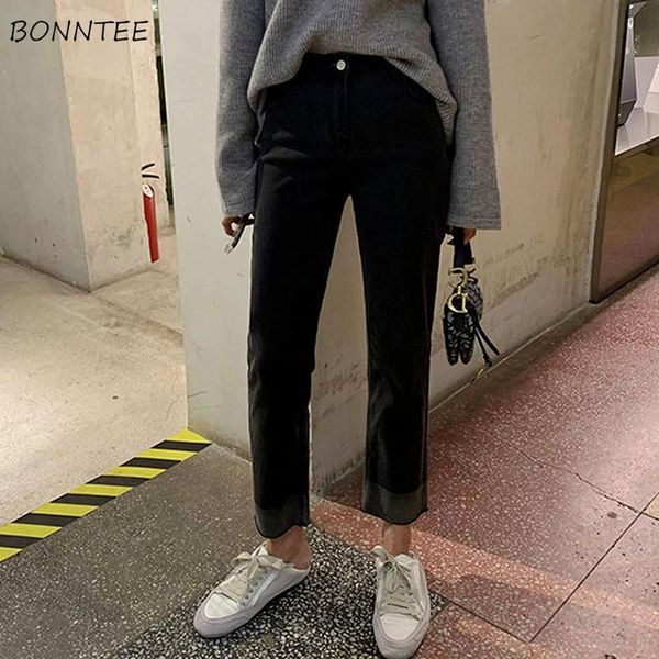 

women's jeans women leisure simple ankle-length female daily trousers patchwork retro do old spring autumn black plus size -4xl, Blue