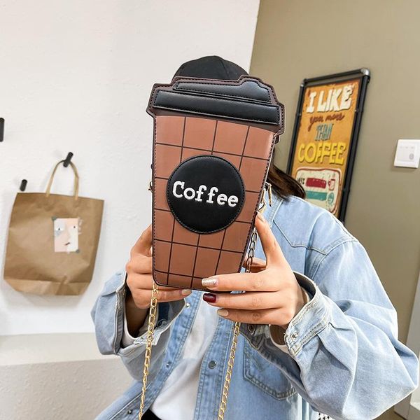 

evening bags net red coffee cup chain bag 2021 japanese ins personality creative women messenger cylinder female