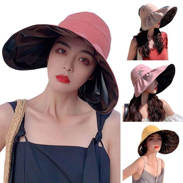 

wide brim hats ladies summer hat black plastic big evergreen sun visor butterfly print adjustable tail fashion trend multiple colors, Blue;gray