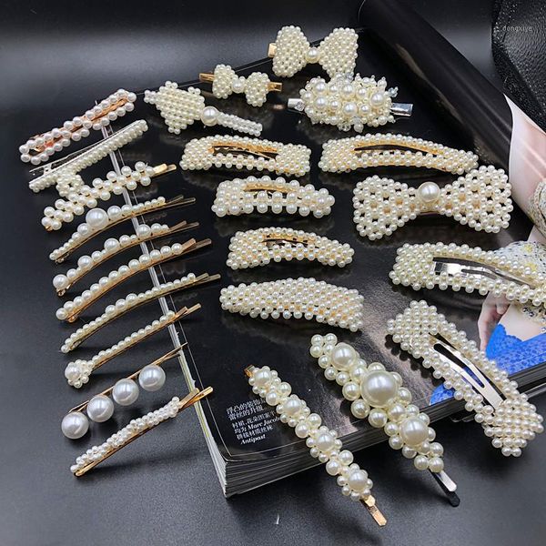 

fashion women full pearl hair clips snap barrette stick hairpins styling tools accessories hairgrip gift1