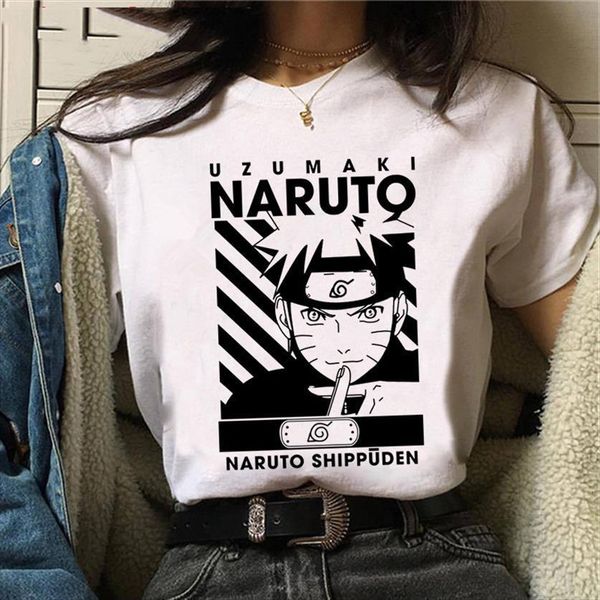 

naruto harajuku funny cartoon fashion women t shirts japanese anime sasuke ullzang graphic 90s tees female, White