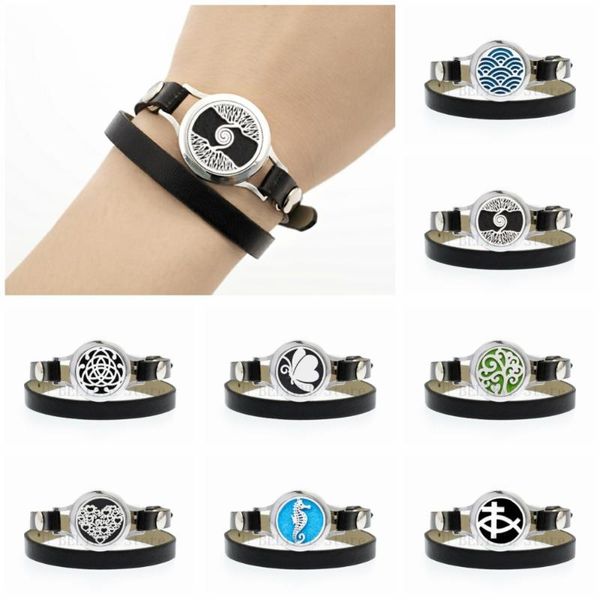 

tennis tree of life 25mm essential oil diffuser bracelet twist screw wrap pu leather perfume aroma women 10pcs pads, Golden;silver