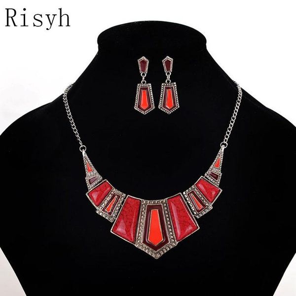 

pendant necklaces risyh vintage geometric necklace fashionable ladies set, Silver