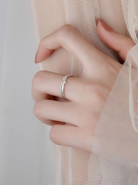

cluster rings summer 2021 line ring for female simple cold wind design pure silver party fashion jewelry women and girls gift, Golden;silver