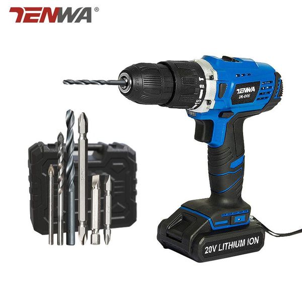 

professiona electric drills tenwa 20v impact cordless drill screwdriver usb output 13pcs bit with box led light 1500mah battery mini