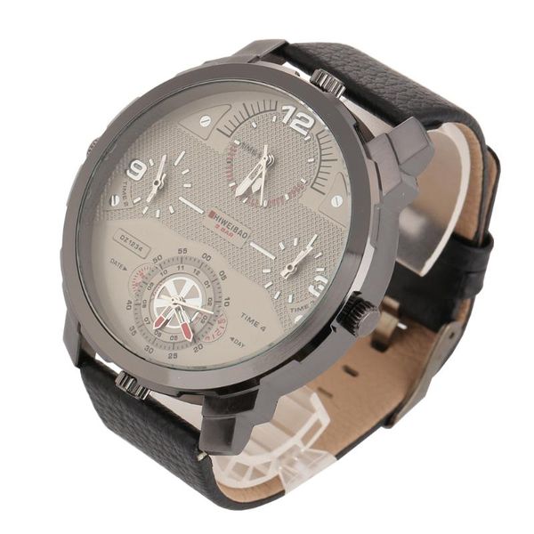 

wristwatches 2021 brand military leather quartz sport watch men gift large dial multifunction wrist relogio masculino montre homme, Slivery;brown