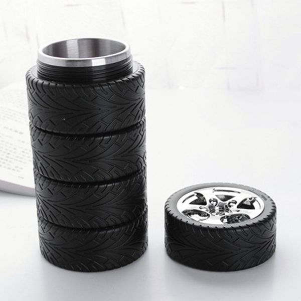 

11oz car tire shape stainless steel inner tube thermo cups for coffee travel mug insulation bottle lovers p7ding water bottles