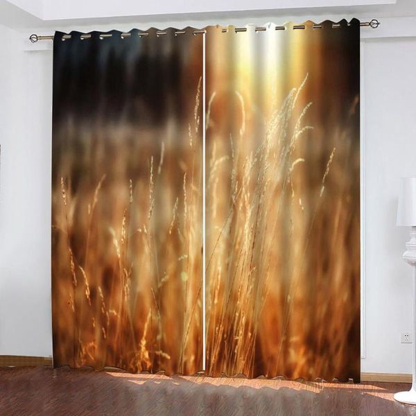 

modern home decoration blackout 3d curtain gold curtains nature scenery landscape & drapes