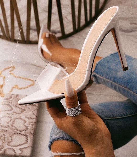 

sandals woman shoes pointed toe white high heel, Black