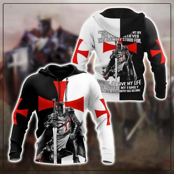 

men's hoodies & sweatshirts 3d printed knight templar men autumn spring brand hooded hoodies/sweatshirt/zipper long sleeves harajuku, Black