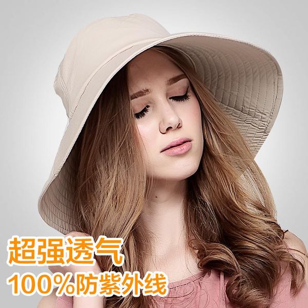 

fashion korea style sun hat lady summer uv sunscreen folding four colors leisure beach hats wide brim, Blue;gray
