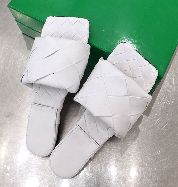 

fashion style weave sandals woman flat with heels summer slippers lady one strap sandal square flats mules nappa lambskin outdoor beach shoe, Black