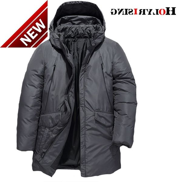 

men duck down jacket thick warm coats stand collar outwear slim solid coat zipper manteau homme m-3xl 18539-5, Black