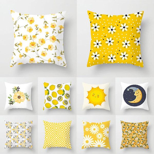 

pillow case 45cm yellow cushion cover pineapple leaves sofa pillowcase plush for home decor