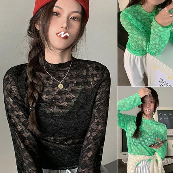 

women's t-shirt hollow lace bottom shirt slim slimming inner jacket, White