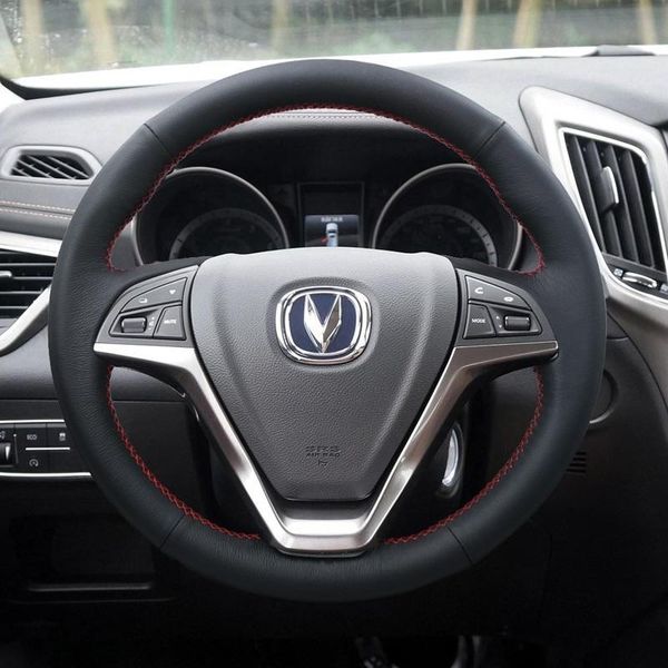 

steering wheel covers diy hand-stitched leather car cover for changan cs55 interior modification 2021