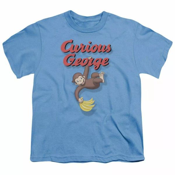 

curious george hangin out kids youth t shirt licensed cartoon tee carolina blue, White;black