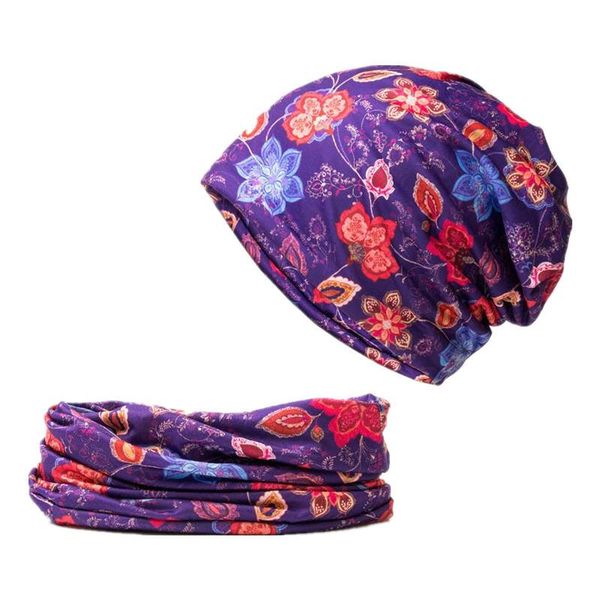 

beanie/skull caps ldslyjr 2021 autumn winter print flower cotton skullies cap beanie hat turban scarf dual use for women 27, Blue;gray