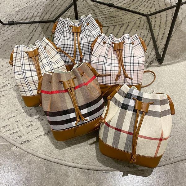 

evening bags women's bag korean personality printing bucket product drawstring lattice messenger shoulder mobile phone