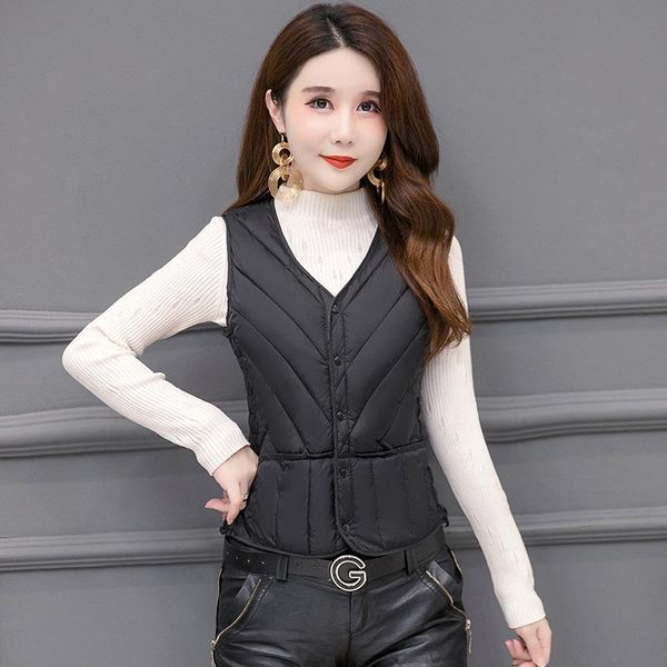 

women's vests winter ladies down cotton vest mother slim fit warm plus velvet thickening inner outer waistcoat jackets for womens black, Black;white