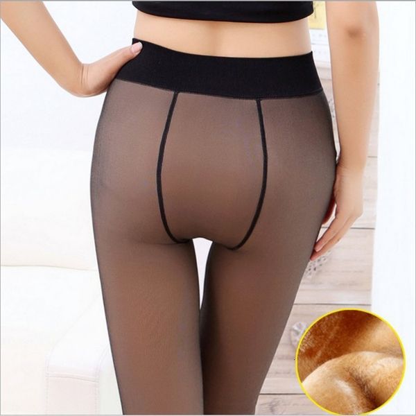 

black silk stockings autumn winter style plush thickened legging wear fake meat one with feet and through black, Red;black