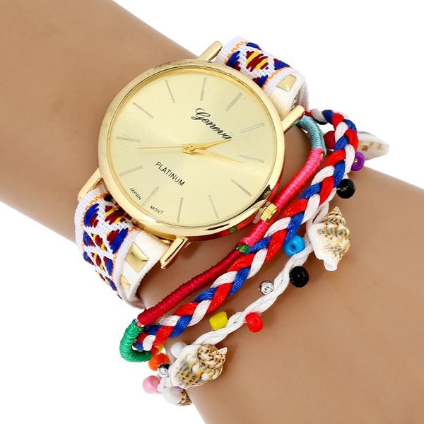 

wristwatches gnova platinum ethnic women watch beach fashion shells bracelet golden dual quartz wristwatch clock relogio feminino a548, Slivery;brown
