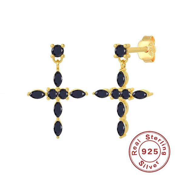 

dangle & chandelier canner 925 sterling silver earrings for women cross zircon ear piercing pendientes mom gift 2021 trend vintage