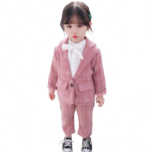 

baby girl boy suit set plaid pattern clothing for girls outerwear pants clothes toddler party costumes children, White