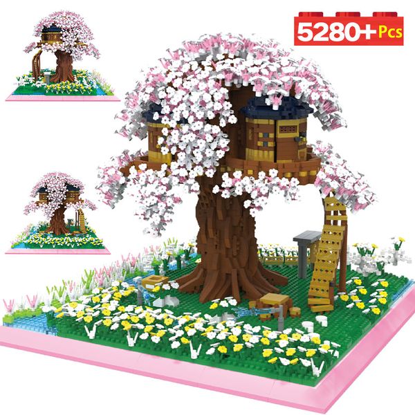 

City Mini Sakura Tree House Friends MOC Model Building Blocks Creator Architecture Street View Bricks DIY Toys for Children Gift
