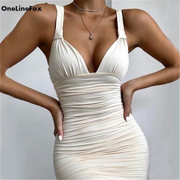 

onelinefox midi sleeveless party summer dresses solid backless ruched white bandage club bodycon dress women casual, Black;gray