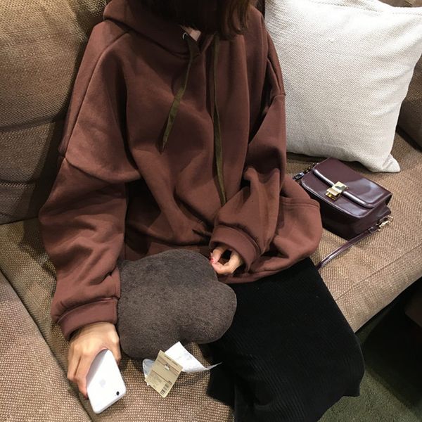 

2021 new pure cotton korean autumn loose hoodie fashion splicing thin women's twsz, Black