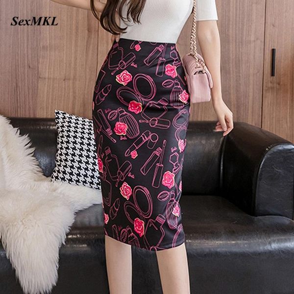 

s-xl fashion printed bodycon black skirt women 2021 summer high waist pencil skirts womens korean clothing office long
