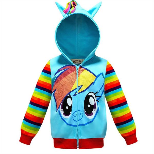 

jacket for girls my little poli rainbow dash hoodie kids hoodies baby boys coat toddler 2 10 yrs, Blue;gray