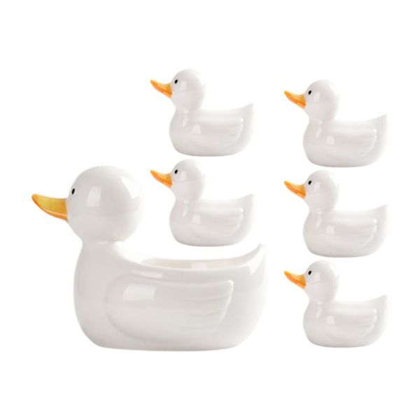 

chopsticks 1 set practical duck shaped rest ceramic stand (white)