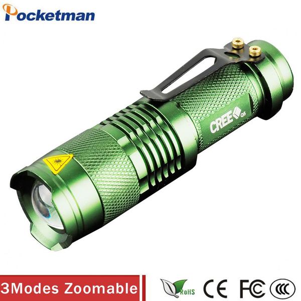 

high-quality mini green led zoomable torch torches light lamps flashlights
