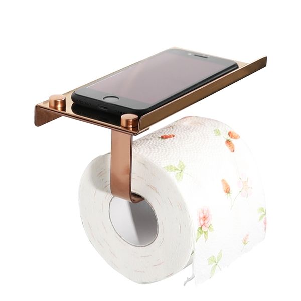 Belo prático Rose Gold Multi-Propósito Papel higiênico Holder Bathroom de aço inoxidável 210720