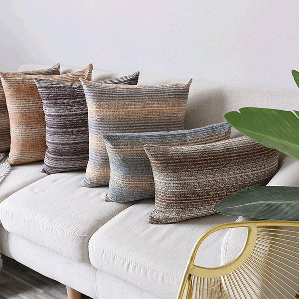 

cushion/decorative pillow 1pcs chenille fabric pillowcover striped grid throw cushion cover living room decoration sofa bed office waist pil