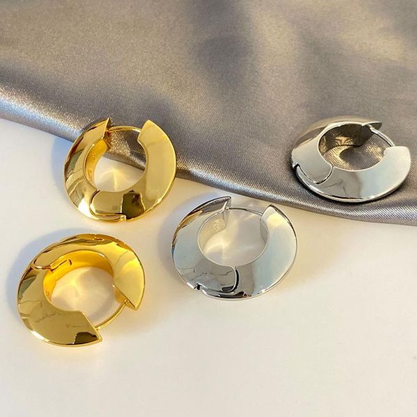 

hoop & huggie fashion smooth circle metallic earrings for women 2021 jewelry personality earings wholesale, Golden;silver